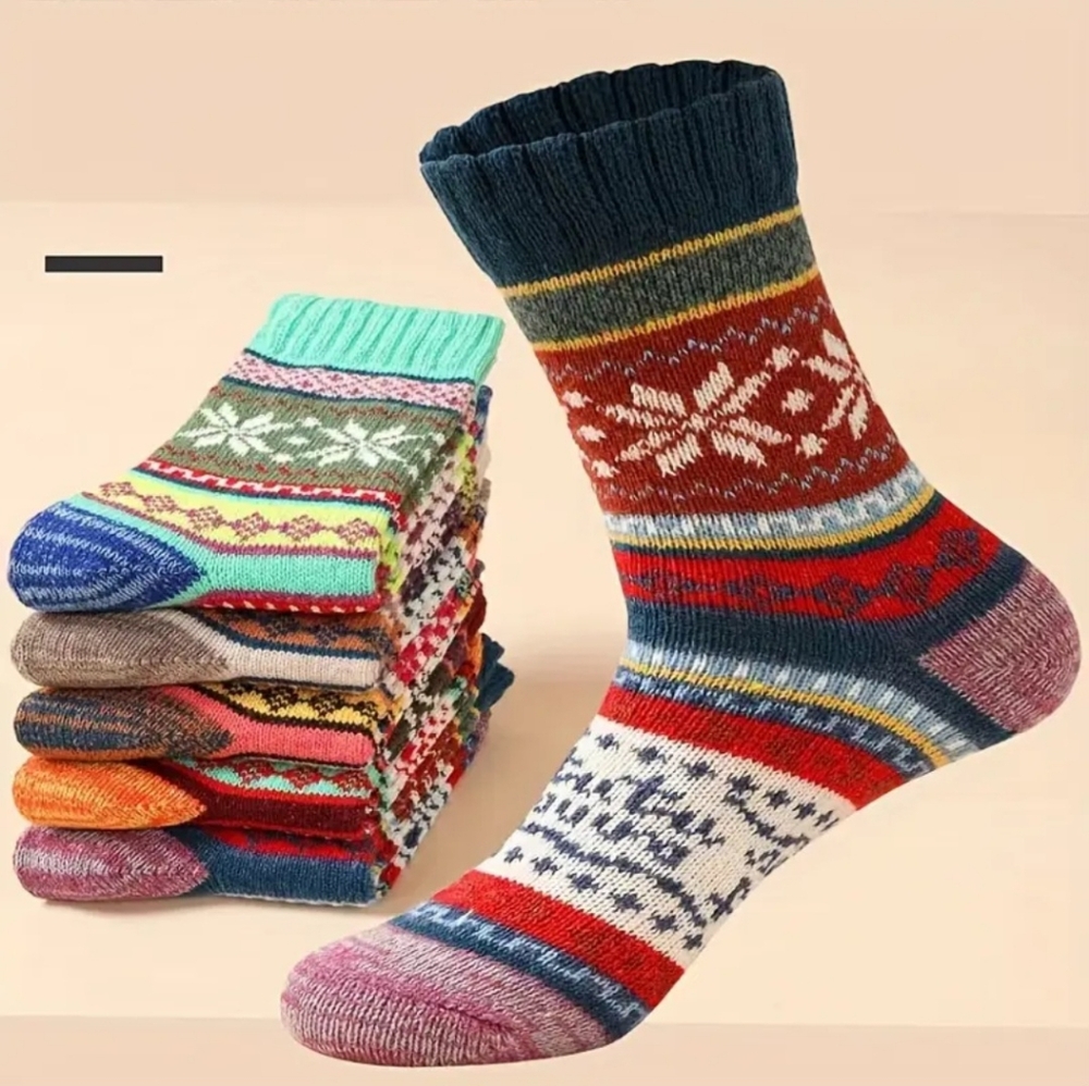 Multicolor Patterned Socks Unisex Five Pairs - Picture 4 of 4
